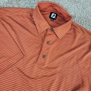 FootJoy Mens 2XL Burnt Orange White Striped Performance Stretch Polo SS
